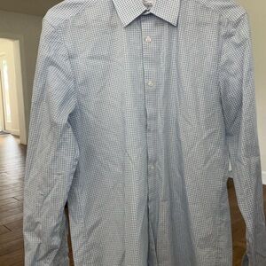 Calvin Klein Light Blue Checkered Dress Shirt